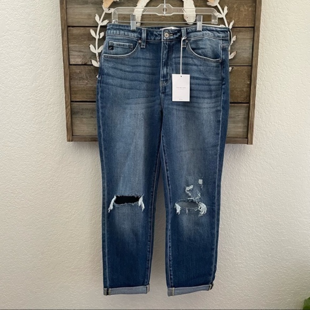 Kancan straight distressed stretch denim legs size 11 29 NWT
